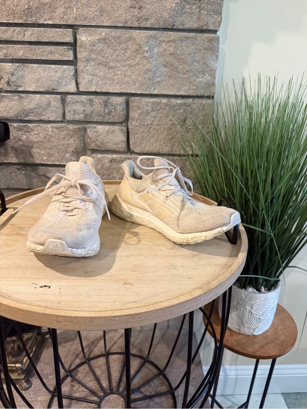 adidas Light Beige Knit Running Sneakers